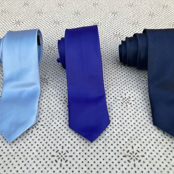 Lot of 3 Skinny Men Ties Neckties Men Fashion Ties Navy, Blue and Sky Blue - Picture 5 of 7